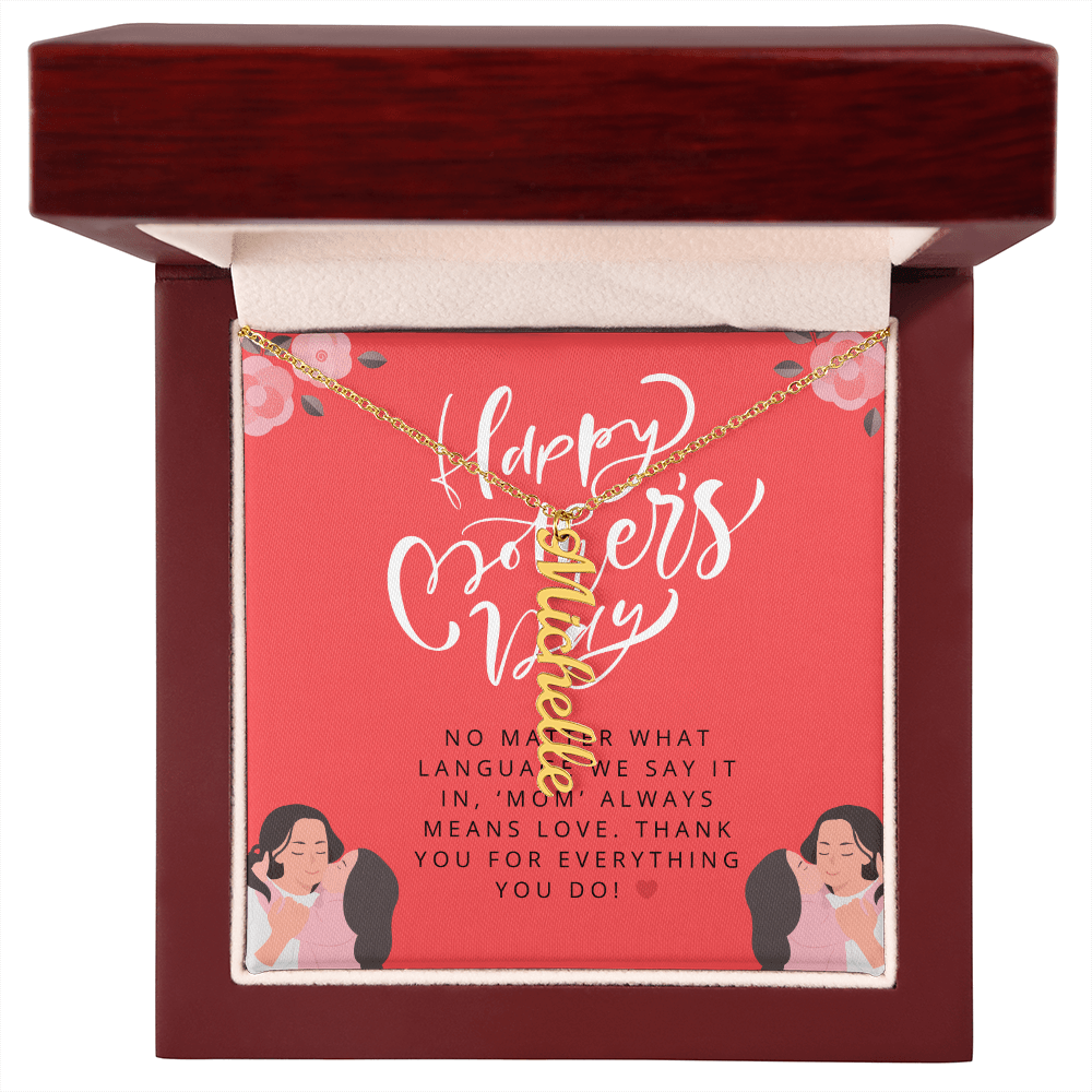 Mom in Every Language – Vertical Name Necklace for Mother’s Day - Gadget and Glam Shop