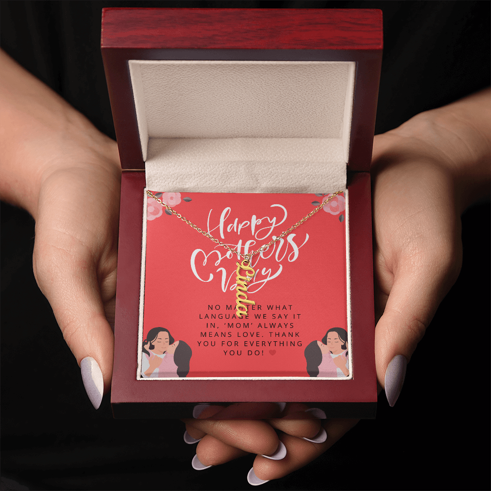 Mom in Every Language – Vertical Name Necklace for Mother’s Day - Gadget and Glam Shop
