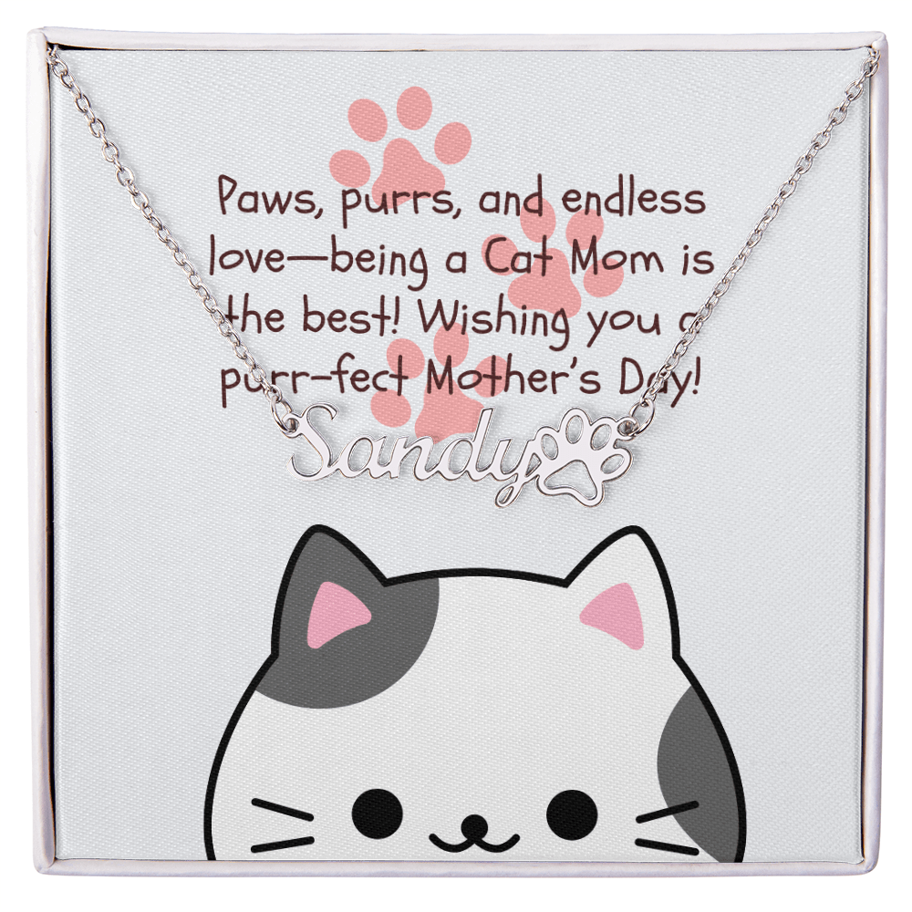 Meow & Forever – Paw Print Name Necklace for Cat Moms on Mother's Day - Gadget and Glam Shop