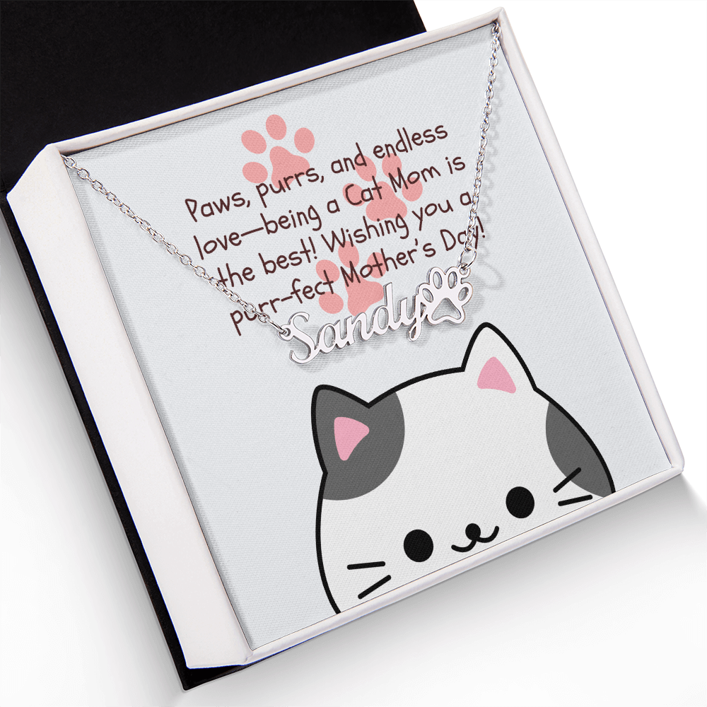 Meow & Forever – Paw Print Name Necklace for Cat Moms on Mother's Day - Gadget and Glam Shop