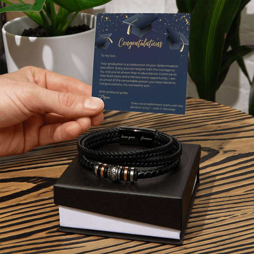 Men's 'Love You Forever' Bracelet - A Mother's Everlasting Pride for a Special Graduate - Gadget and Glam Shop