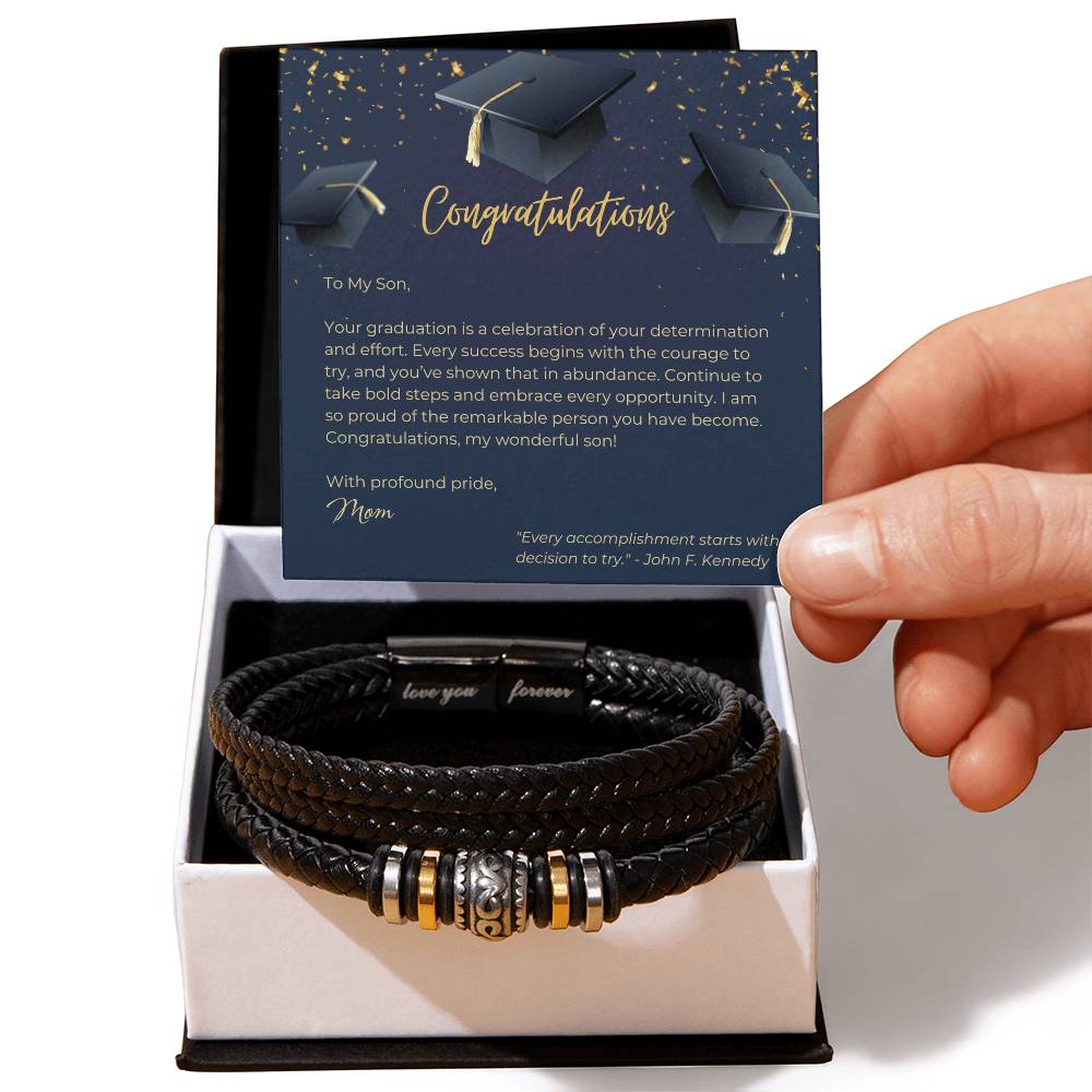 Men's 'Love You Forever' Bracelet - A Mother's Everlasting Pride for a Special Graduate - Gadget and Glam Shop