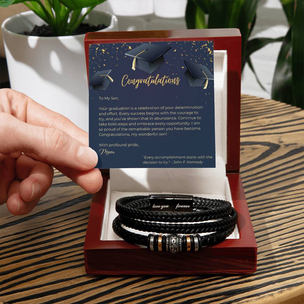 Men's 'Love You Forever' Bracelet - A Mother's Everlasting Pride for a Special Graduate - Gadget and Glam Shop