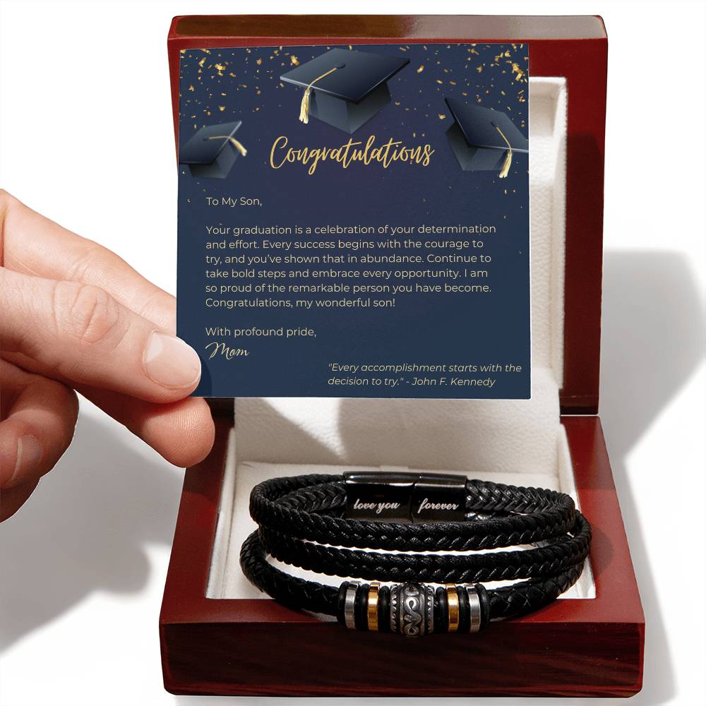 Men's 'Love You Forever' Bracelet - A Mother's Everlasting Pride for a Special Graduate - Gadget and Glam Shop