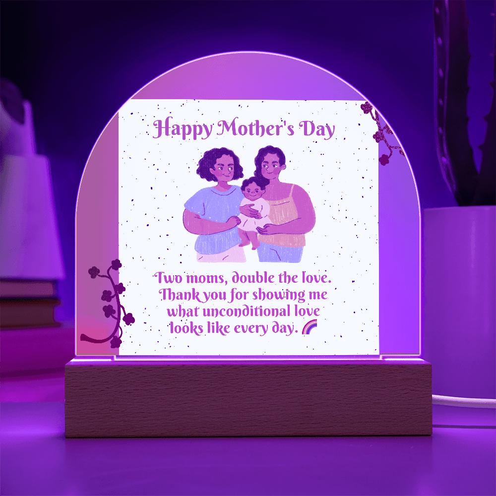 Two Moms, Double the Love – Acrylic Dome Plaque for Mother's Day - Gadget and Glam Shop