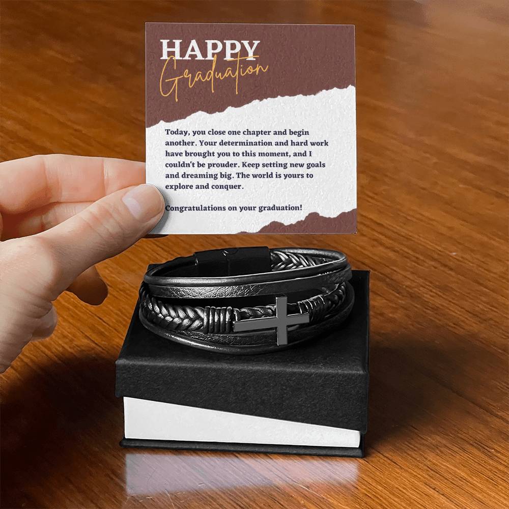 Men's Cross Leather Bracelet - A New Beginning - Gadget and Glam Shop