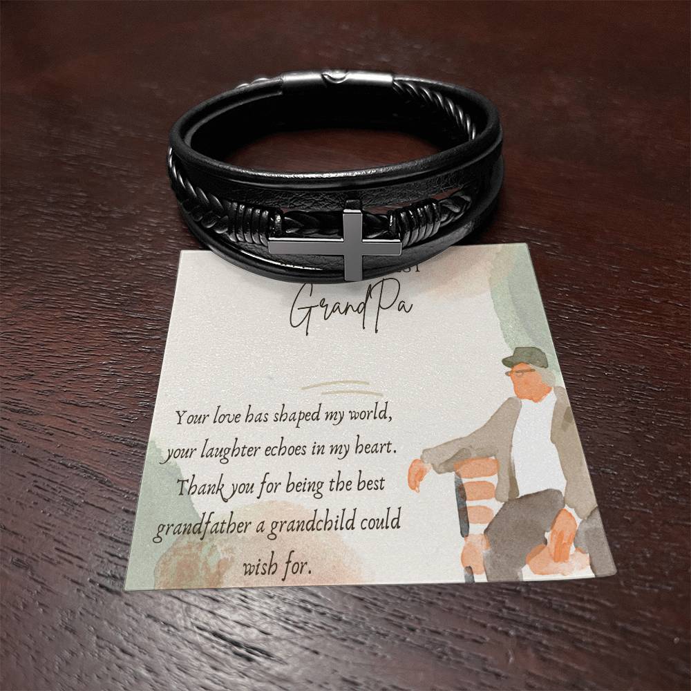 Men's Cross Bracelet - Tribute to the Best Grandfather - Gadget and Glam Shop