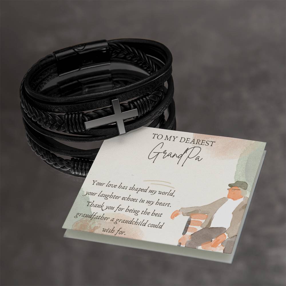 Men's Cross Bracelet - Tribute to the Best Grandfather - Gadget and Glam Shop
