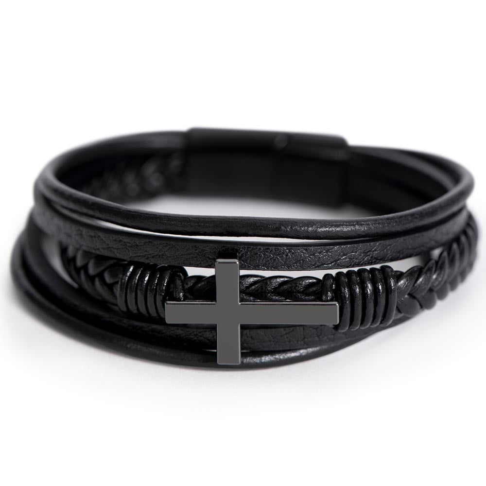 Men's Cross Bracelet - Tribute to the Best Grandfather - Gadget and Glam Shop