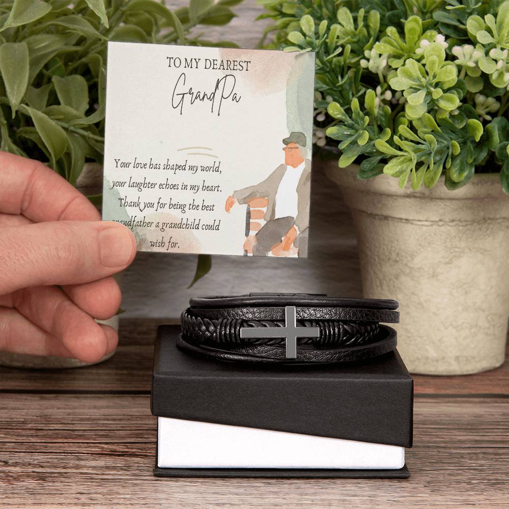 Men's Cross Bracelet - Tribute to the Best Grandfather - Gadget and Glam Shop