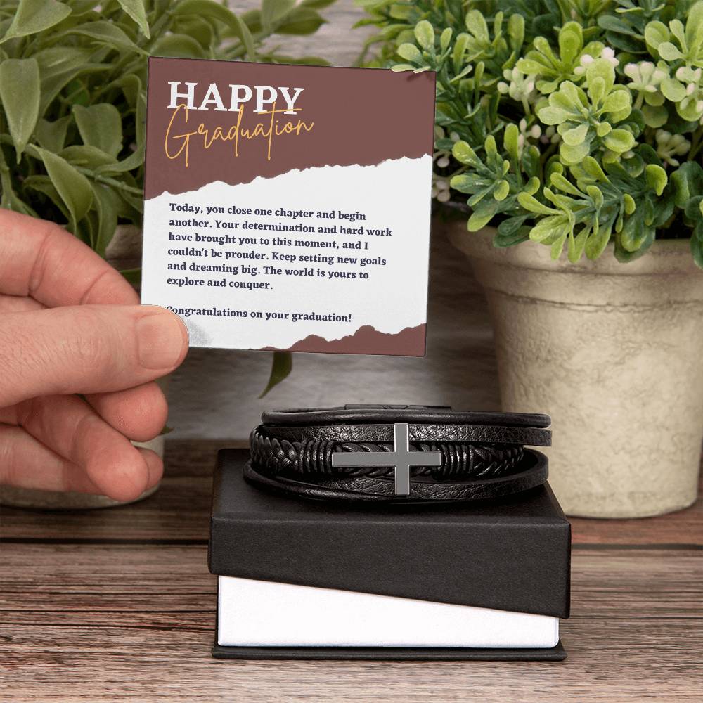 Men's Cross Leather Bracelet - A New Beginning - Gadget and Glam Shop