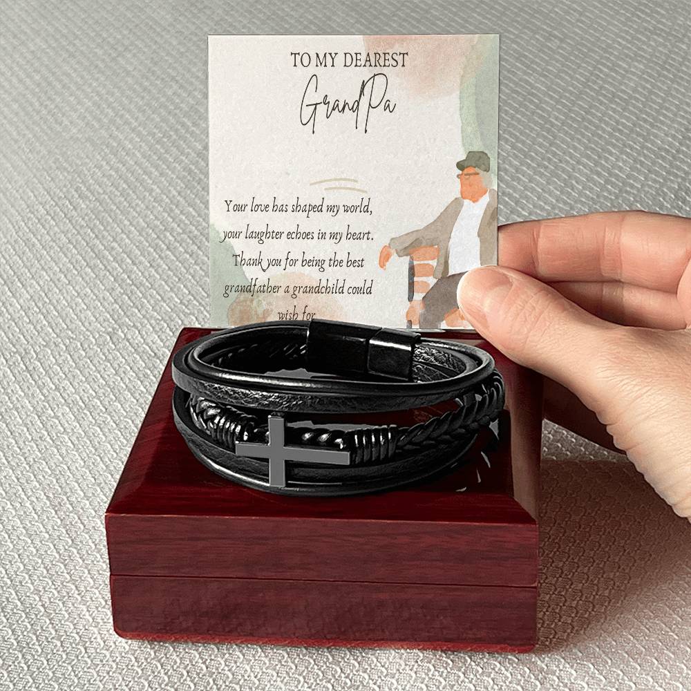 Men's Cross Bracelet - Tribute to the Best Grandfather - Gadget and Glam Shop