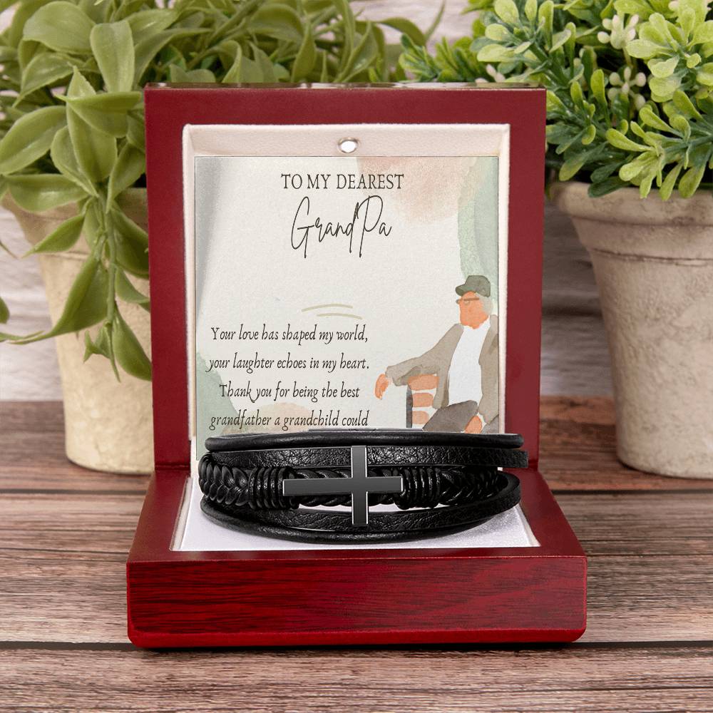 Men's Cross Bracelet - Tribute to the Best Grandfather - Gadget and Glam Shop