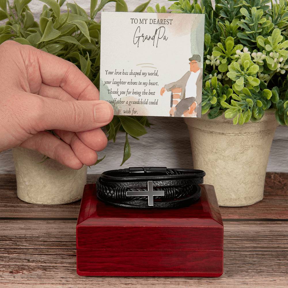 Men's Cross Bracelet - Tribute to the Best Grandfather - Gadget and Glam Shop