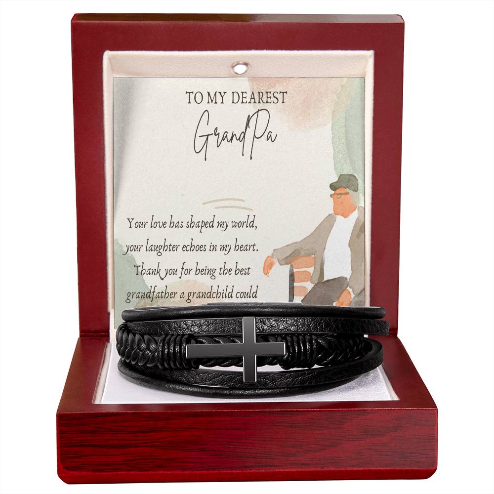 Men's Cross Bracelet - Tribute to the Best Grandfather - Gadget and Glam Shop