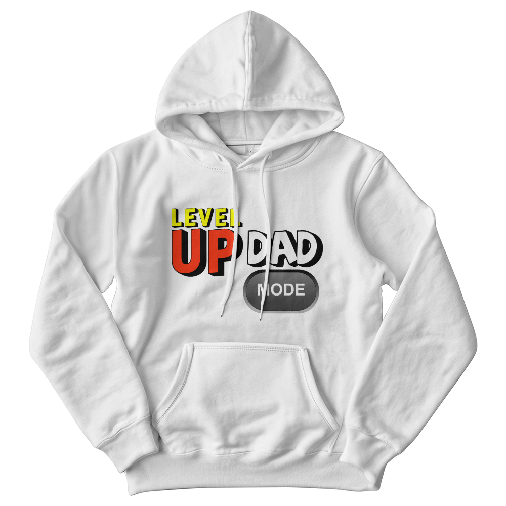 Level Up, Dad – Gildan Gamer (white) Hoodie for Father's Day - Gadget and Glam Shop