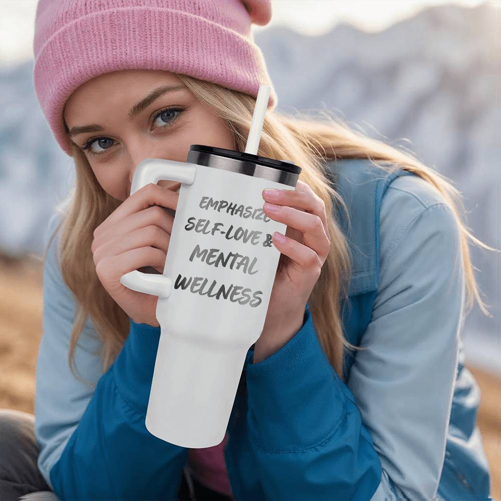 Pinnacle 40 - oz. Stainless Steel Tumbler Emphasizing Self - Love and mental Wellness - Gadget and Glam Shop
