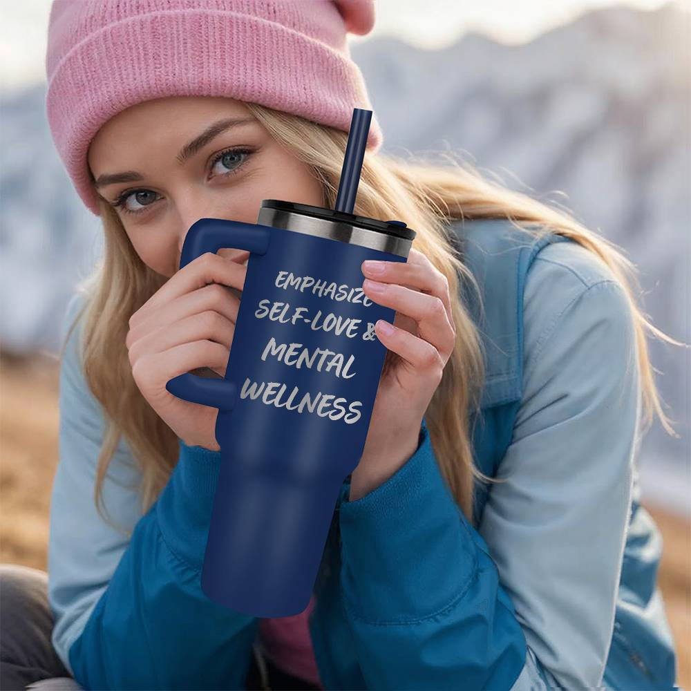 Pinnacle 40 - oz. Stainless Steel Tumbler Emphasizing Self - Love and mental Wellness - Gadget and Glam Shop
