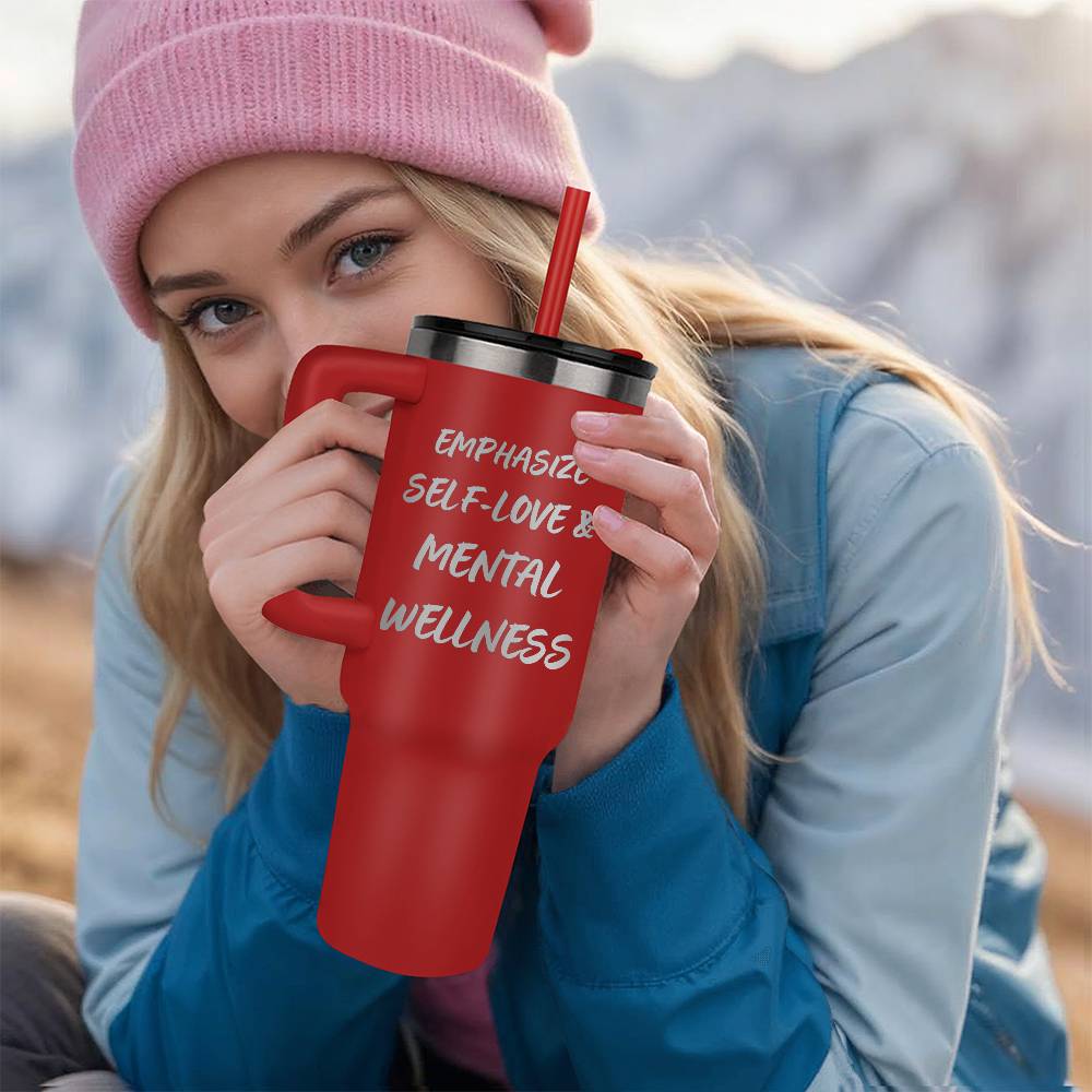 Pinnacle 40 - oz. Stainless Steel Tumbler Emphasizing Self - Love and mental Wellness - Gadget and Glam Shop