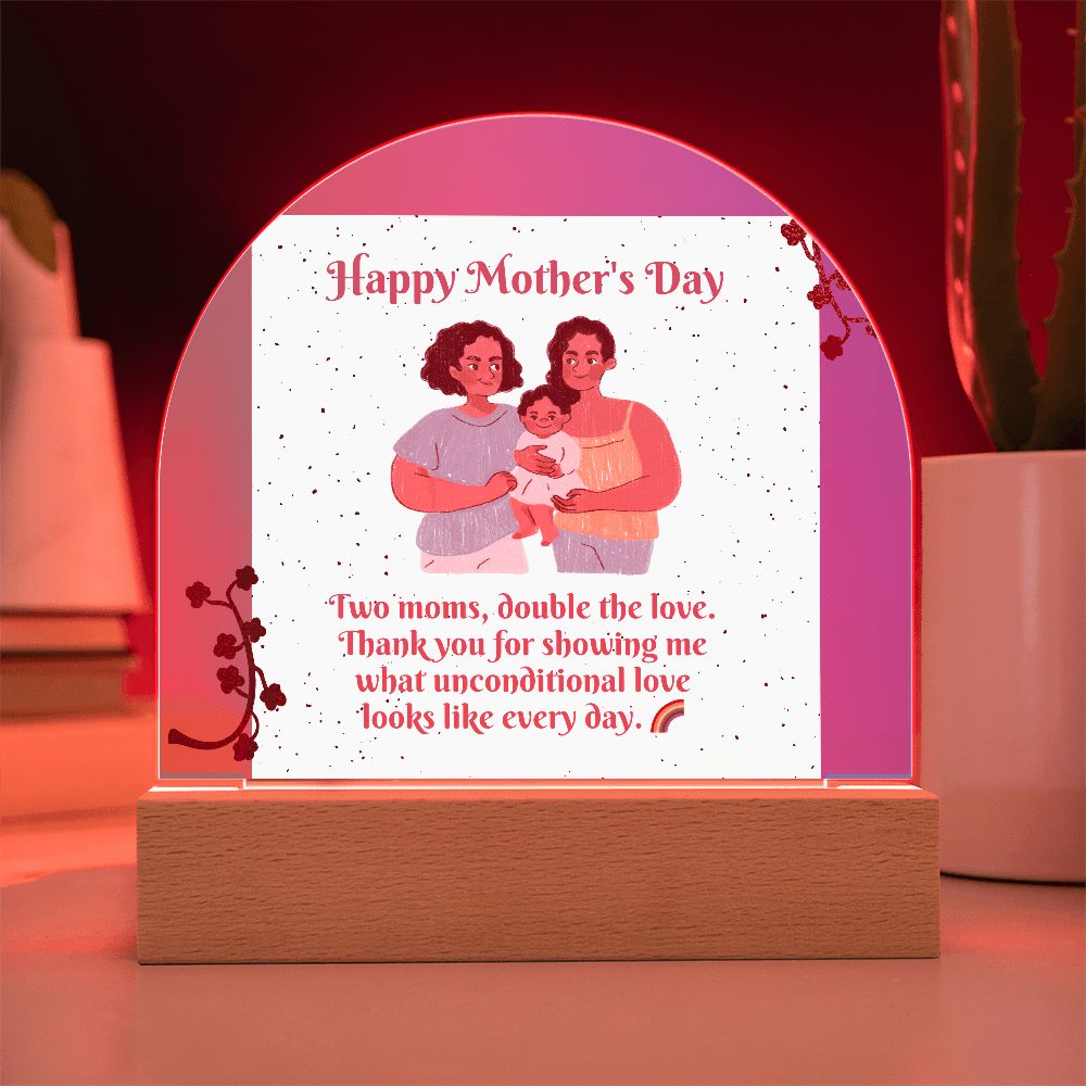 Two Moms, Double the Love – Acrylic Dome Plaque for Mother's Day - Gadget and Glam Shop