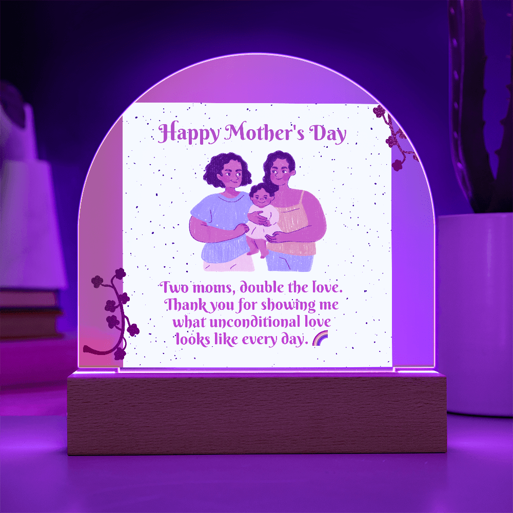 Two Moms, Double the Love – Acrylic Dome Plaque for Mother's Day - Gadget and Glam Shop