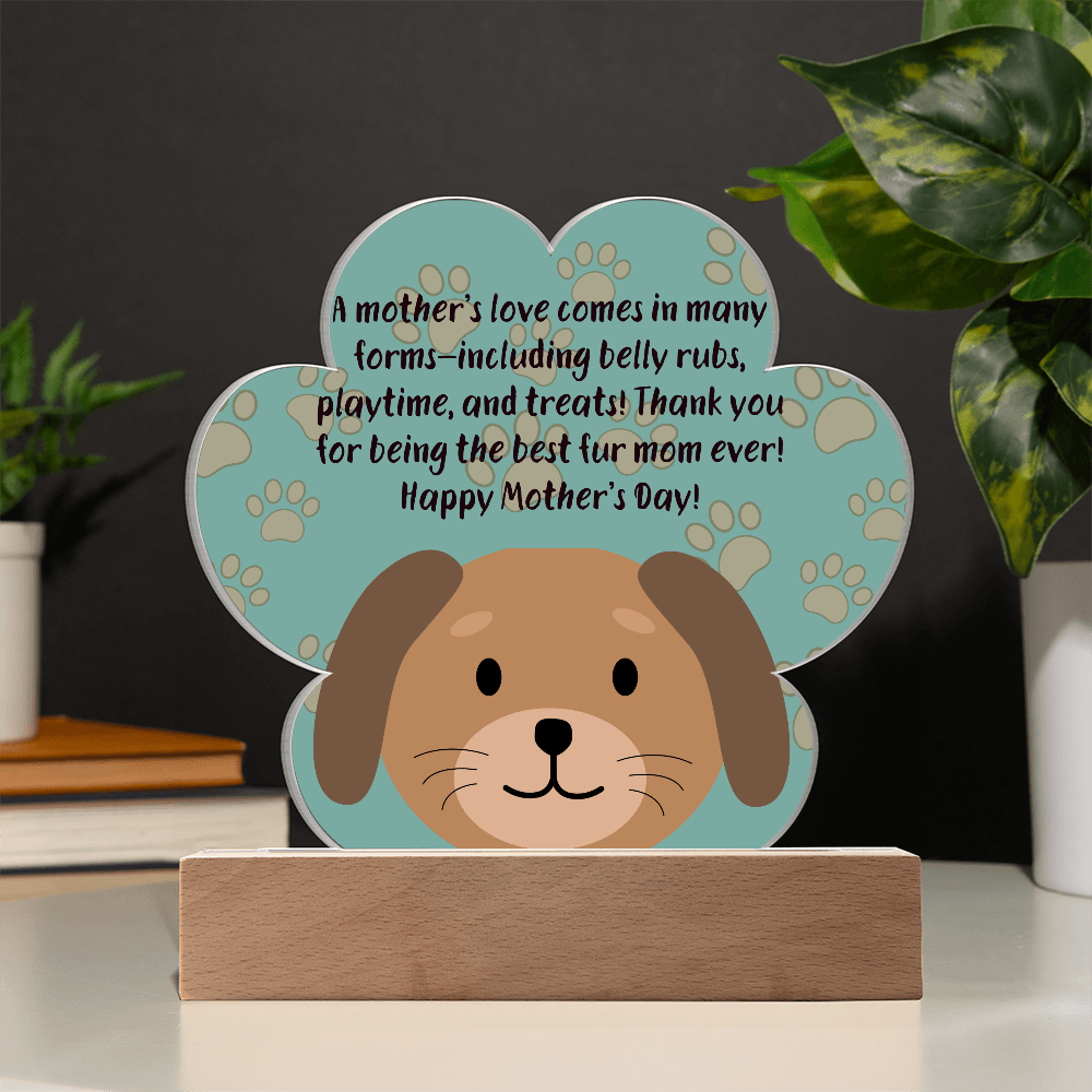 Best Fur Mom Ever – Acrylic Paw Print Plaque for Mother's Day - Gadget and Glam Shop