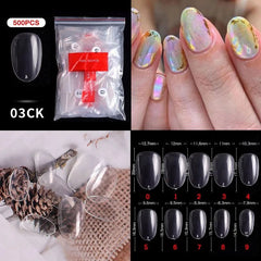 500pcs Natural Clear False Acrylic Nail Tips - Full/Half Cover Tips - Gadget and Glam Shop