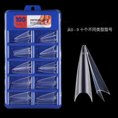 500/100pcs Extra Long C Curve Nail Tips Half Cover French False Nails - Gadget and Glam Shop