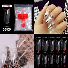 500pcs Natural Clear False Acrylic Nail Tips - Full/Half Cover Tips - Gadget and Glam Shop