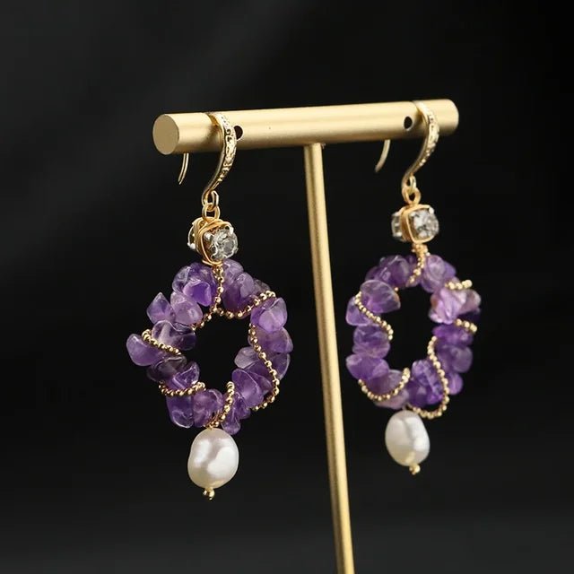 Amethyst Glow: Luxe Elegance with Freshwater Pearls Earrings - Gadget and Glam Shop