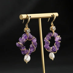 Amethyst Glow: Luxe Elegance with Freshwater Pearls Earrings - Gadget and Glam Shop