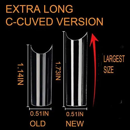 500/100pcs Extra Long C Curve Nail Tips Half Cover French False Nails - Gadget and Glam Shop