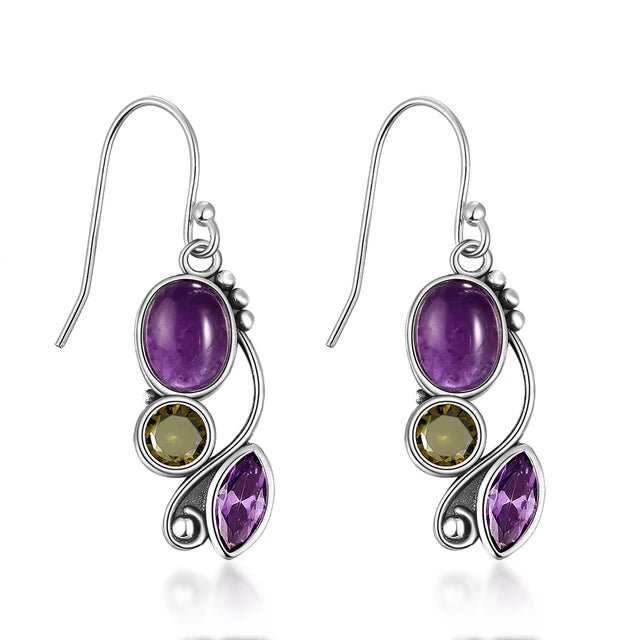 Graceful Drops: S925 Sterling Silver Amethyst Earrings, Fine Jewelry for Women - Gadget and Glam Shop