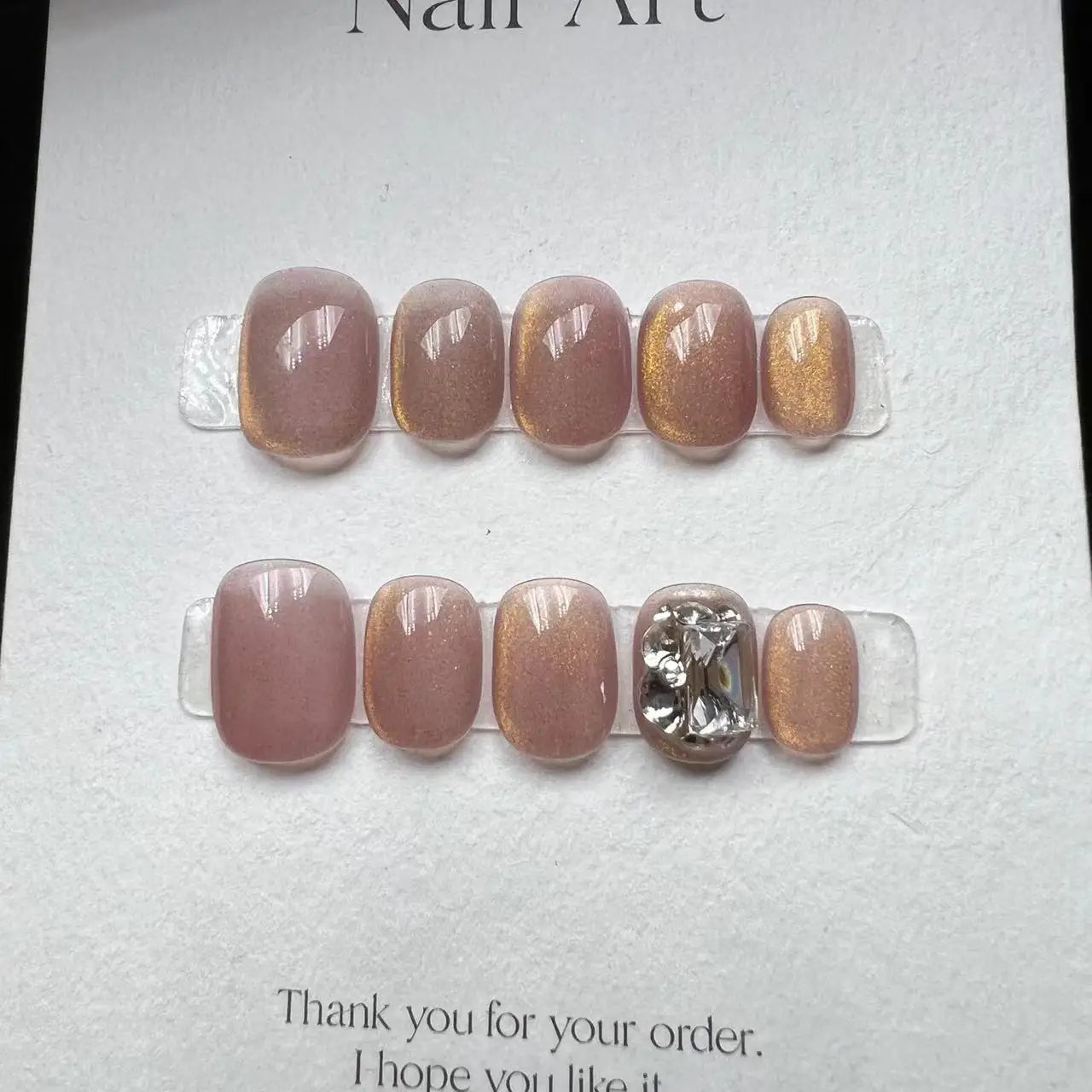 10PCS Wearable Crystal Cat Eye Butterfly Handmade Nail Art Finished Fake Nails - Gadget and Glam Shop