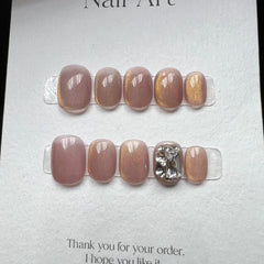 10PCS Wearable Crystal Cat Eye Butterfly Handmade Nail Art Finished Fake Nails - Gadget and Glam Shop