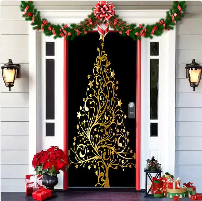 Christmas Forest Background Fabric Door Hanging for Christmas Party Decoration - Gadget and Glam Shop