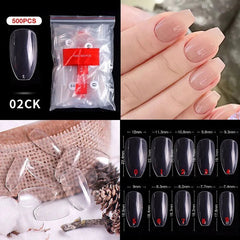 500pcs Natural Clear False Acrylic Nail Tips - Full/Half Cover Tips - Gadget and Glam Shop