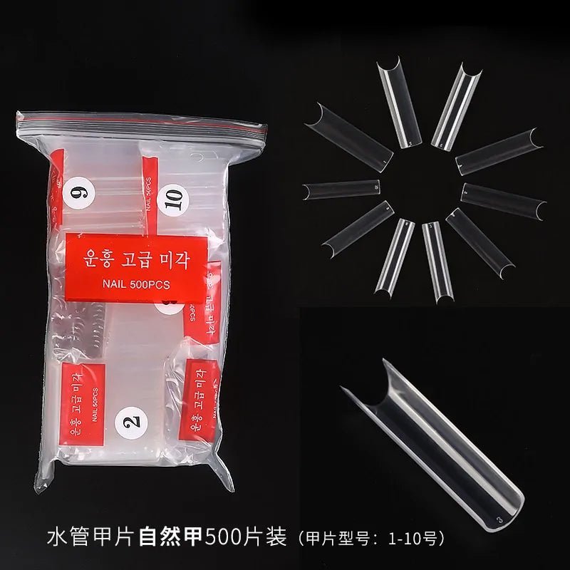 500/100pcs Extra Long C Curve Nail Tips Half Cover French False Nails - Gadget and Glam Shop