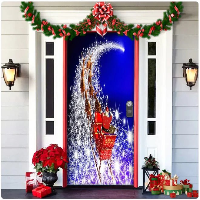 Christmas Forest Background Fabric Door Hanging for Christmas Party Decoration - Gadget and Glam Shop