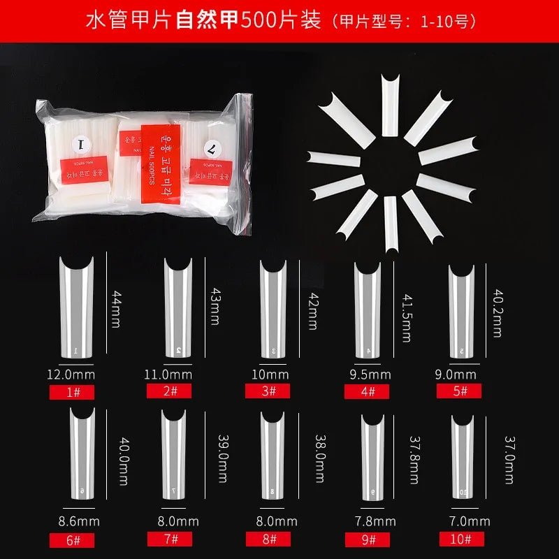 500/100pcs Extra Long C Curve Nail Tips Half Cover French False Nails - Gadget and Glam Shop