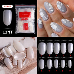 500pcs Natural Clear False Acrylic Nail Tips - Full/Half Cover Tips - Gadget and Glam Shop