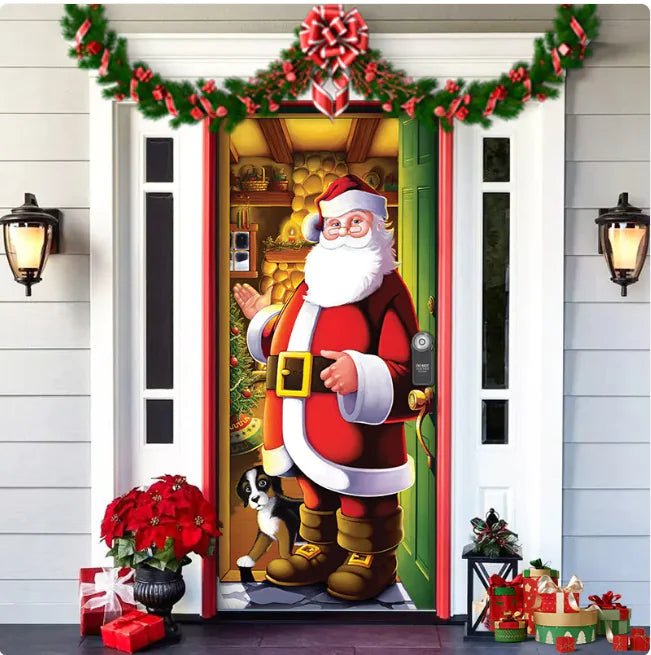 Christmas Forest Background Fabric Door Hanging for Christmas Party Decoration - Gadget and Glam Shop