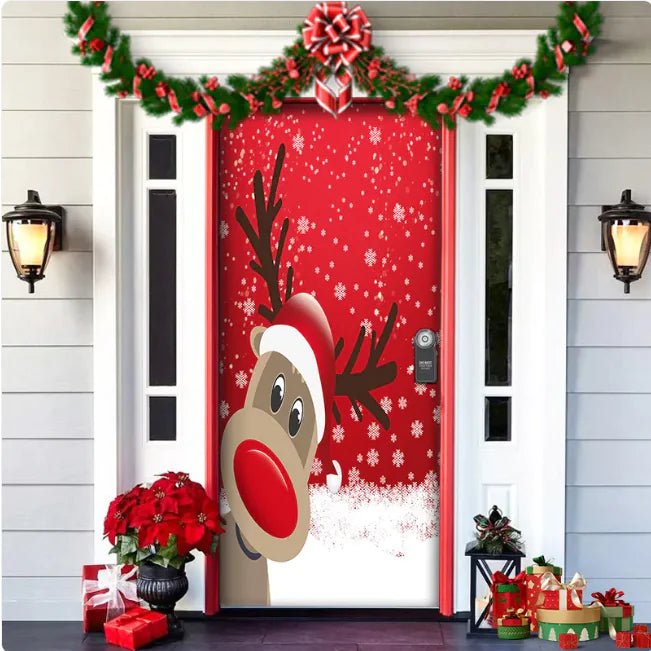 Christmas Forest Background Fabric Door Hanging for Christmas Party Decoration - Gadget and Glam Shop