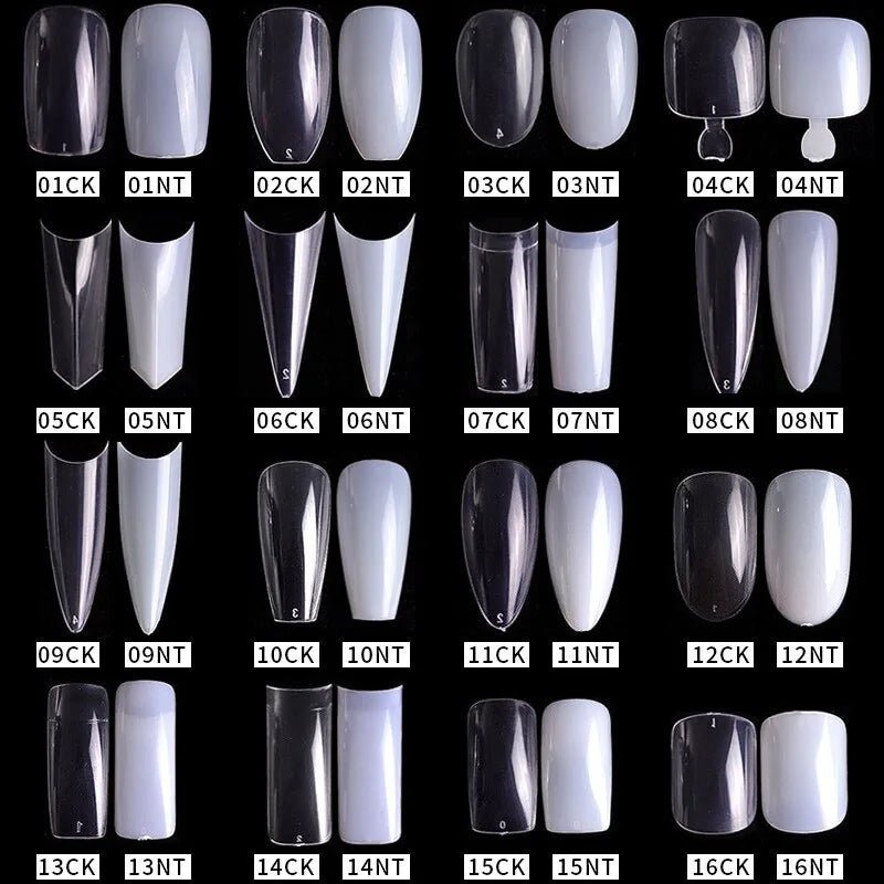500pcs Natural Clear False Acrylic Nail Tips - Full/Half Cover Tips - Gadget and Glam Shop