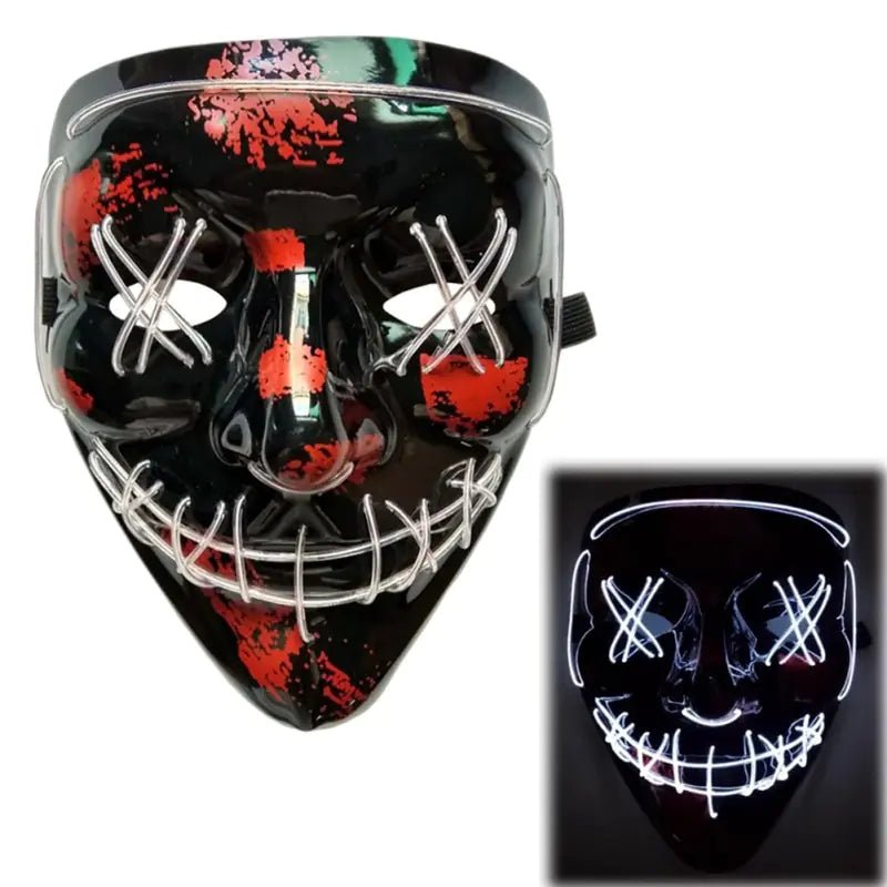 LED Purge Mask: Halloween Costume DJ Party Light Up Glow - in - the - Dark Masks (10 Colors) - Gadget and Glam Shop