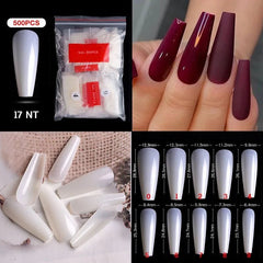 500pcs Natural Clear False Acrylic Nail Tips - Full/Half Cover Tips - Gadget and Glam Shop