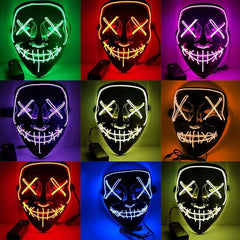 LED Purge Mask: Halloween Costume DJ Party Light Up Glow - in - the - Dark Masks (10 Colors) - Gadget and Glam Shop