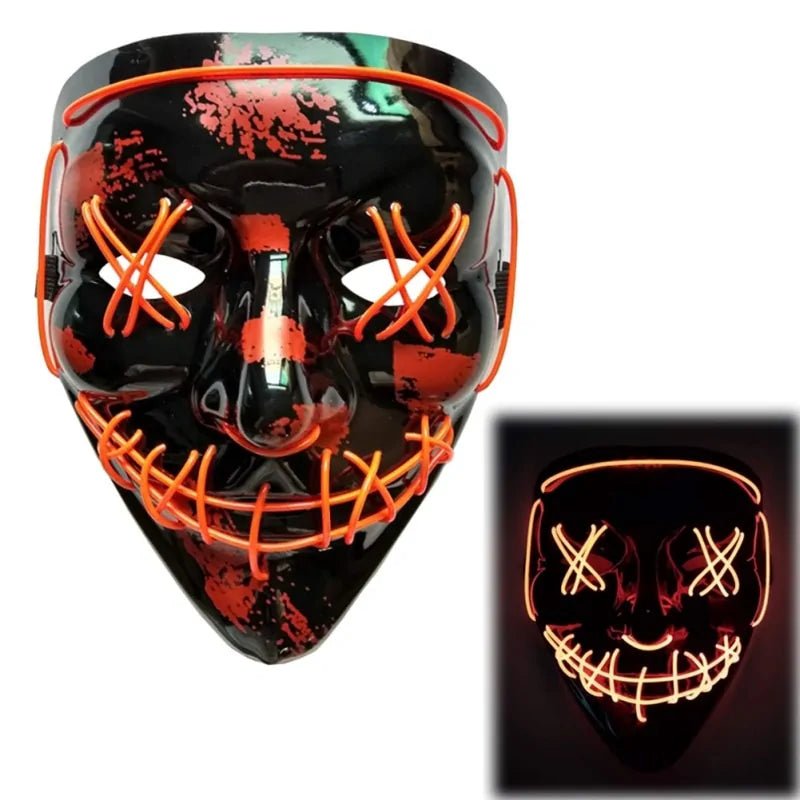 LED Purge Mask: Halloween Costume DJ Party Light Up Glow - in - the - Dark Masks (10 Colors) - Gadget and Glam Shop