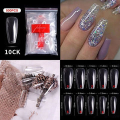 500pcs Natural Clear False Acrylic Nail Tips - Full/Half Cover Tips - Gadget and Glam Shop