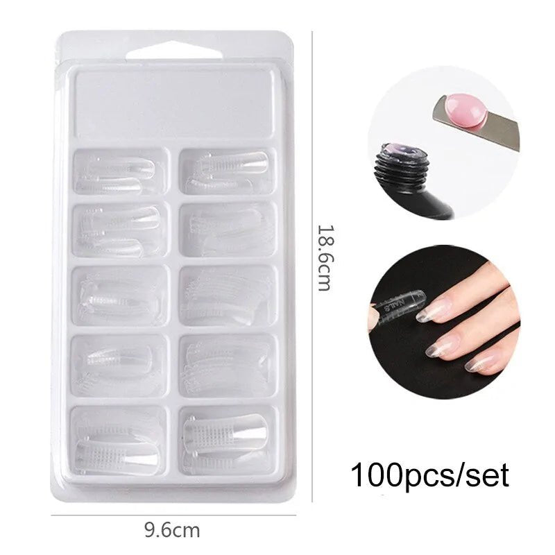 500pcs Natural Clear False Acrylic Nail Tips - Full/Half Cover Tips - Gadget and Glam Shop